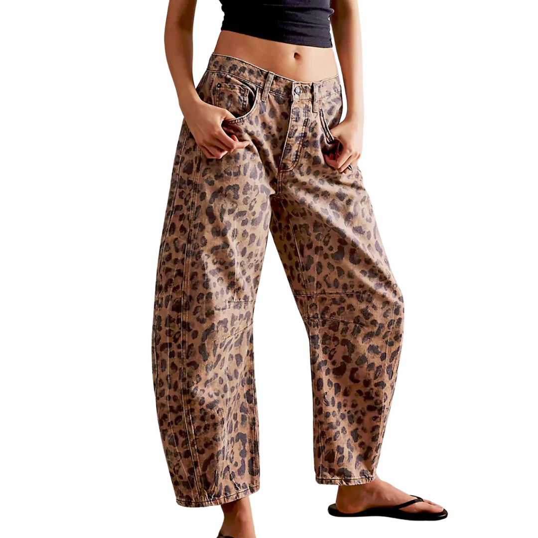 Levoire | Jean Baggy Cropped Taille Basse leopardi