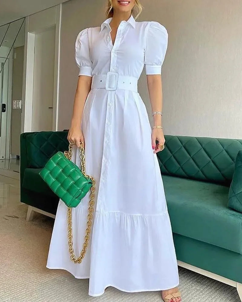 Levoire | Robe de fête avec manches courtes Blanc