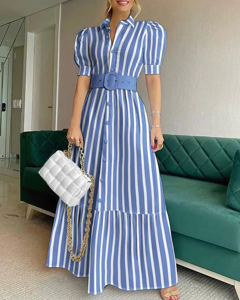 Levoire | Robe de fête avec manches courtes Bleu