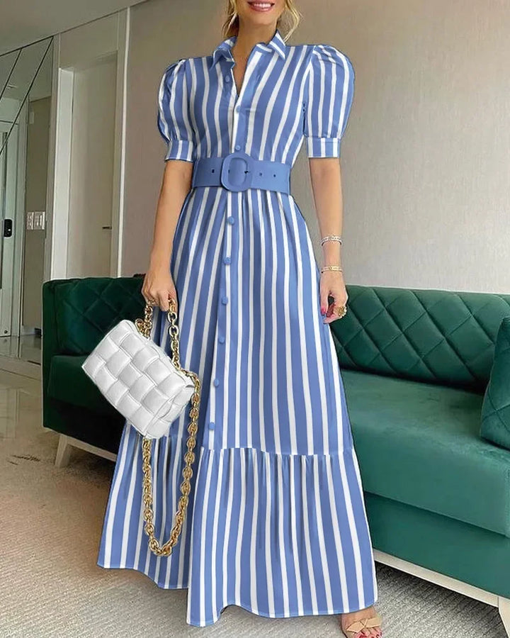Levoire | Robe de fête avec manches courtes Bleu