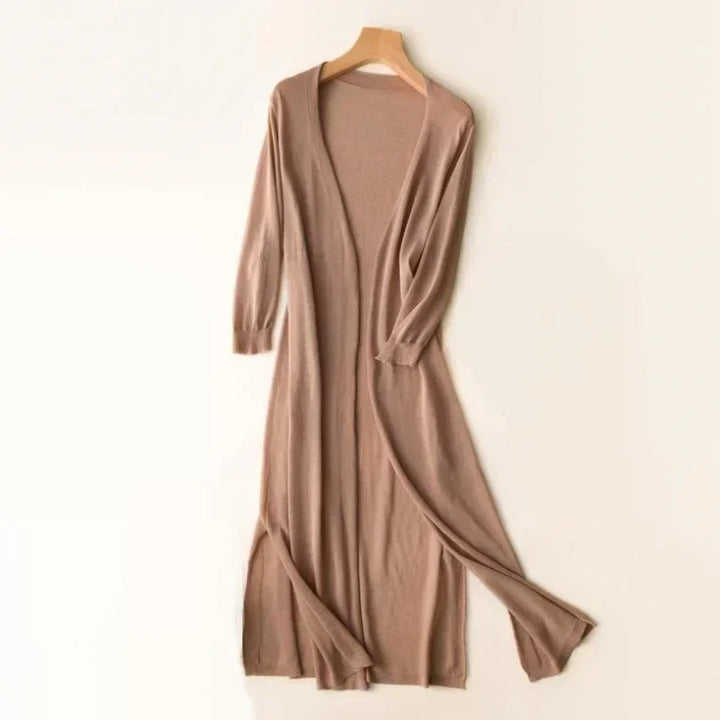 Levoire | Léger Élégant Long Gilet Khaki