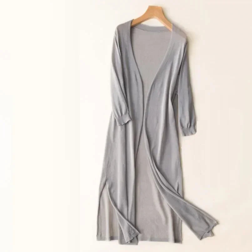 Levoire | Léger Élégant Long Gilet Gris