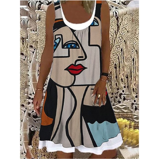 Levoire | Robe Sans Manches Dans Le Style Estival Beige