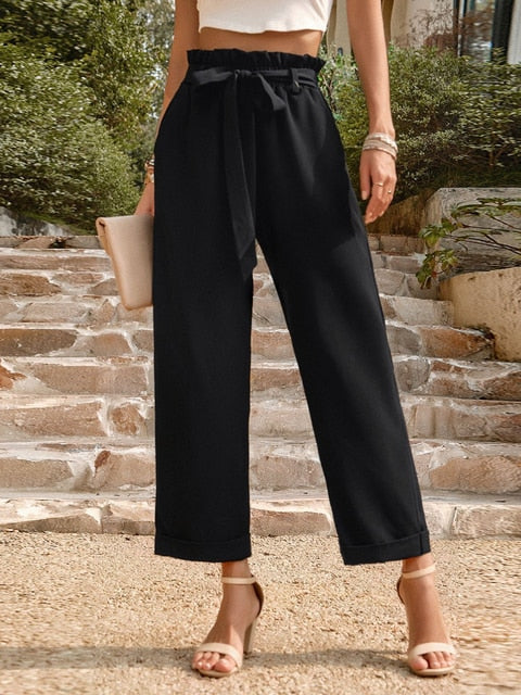 Levoire | Pantalons Taille Haute Avec Cordons De Serrage Longs Noir