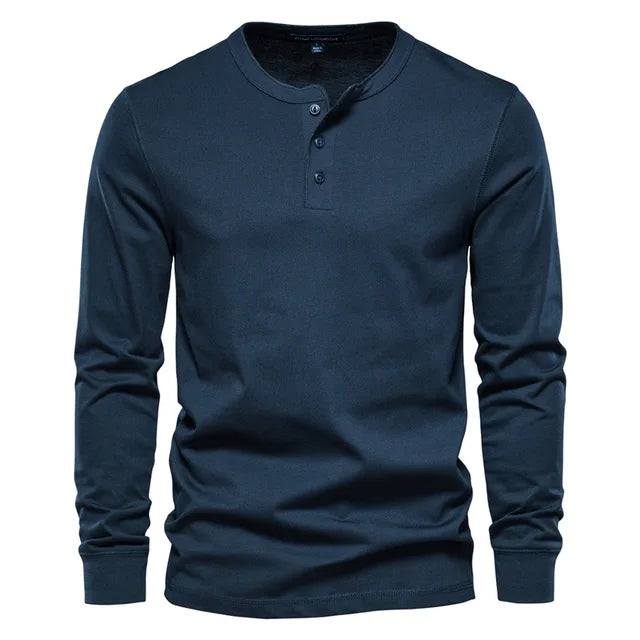 Levoire | T-Shirt À Manches Longues Henley Confortable Hommes