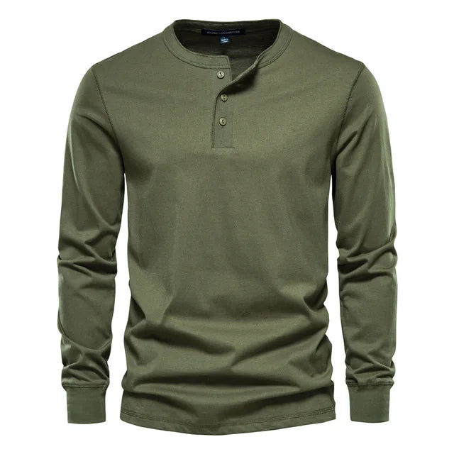 Levoire | T-Shirt À Manches Longues Henley Confortable Hommes