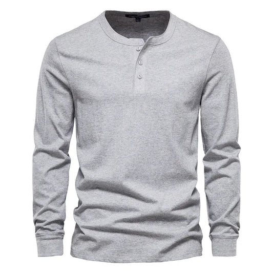 Levoire | T-Shirt À Manches Longues Henley Confortable Hommes