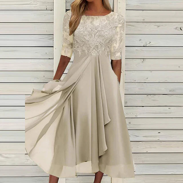 Levoire | Robe De Fête Bleu Foncé Beige