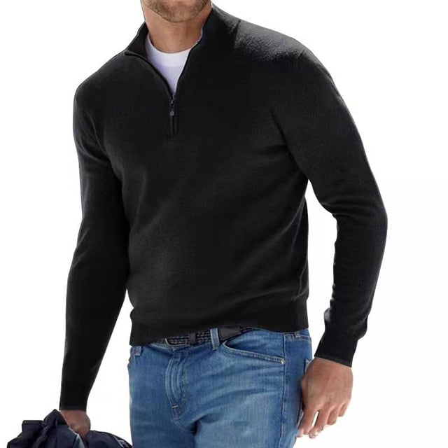 Levoire | Pull En Fine Maille Élégant Avec Fermeture Éclair Noir