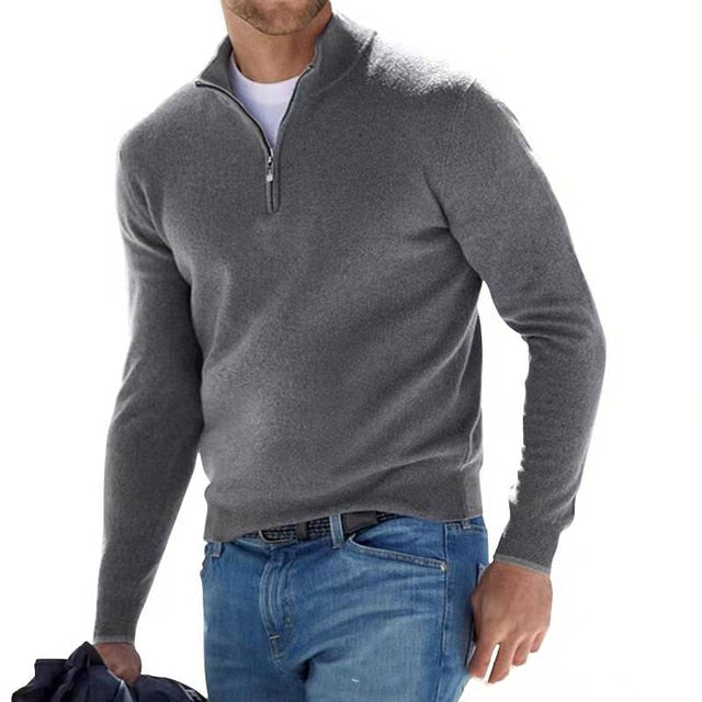 Levoire | Pull En Fine Maille Élégant Avec Fermeture Éclair Gris
