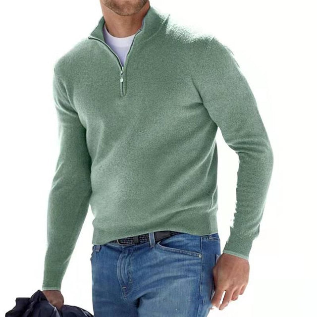 Levoire | Pull En Fine Maille Élégant Avec Fermeture Éclair Vert