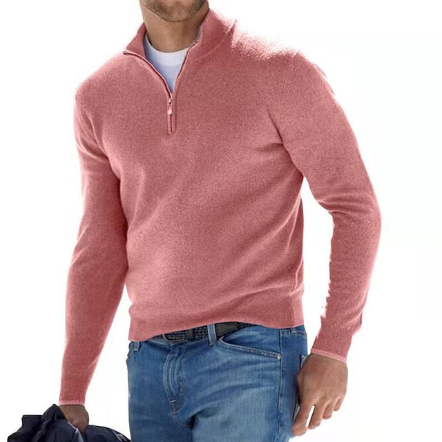 Levoire | Pull À Col En V Avec Fermeture Éclair Pour Hommes Rosa