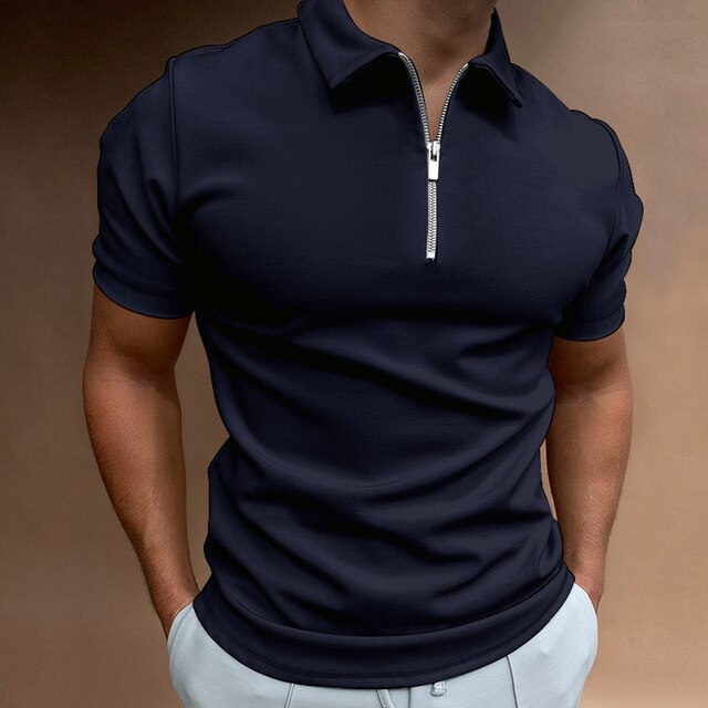 Levoire | Polo Décontracté Pour Hommes Avec Fermeture Éclair Bleu marine