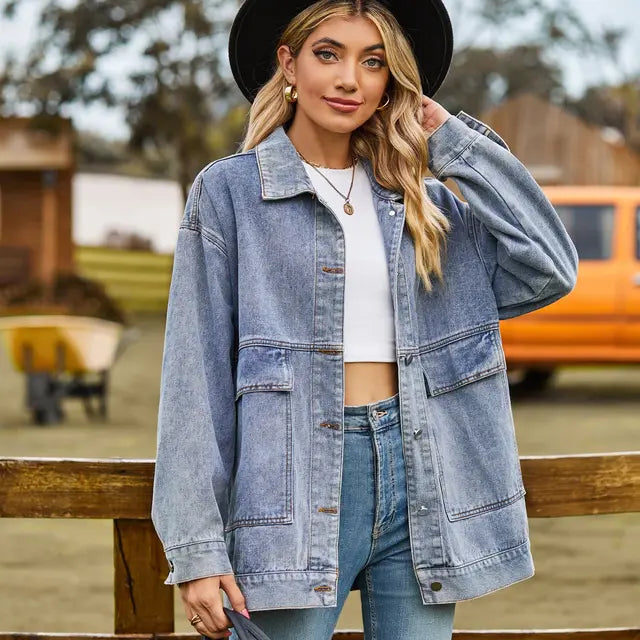 Levoire | Veste En Jean Pour Femmes Avec Poches Pratiques Bleu
