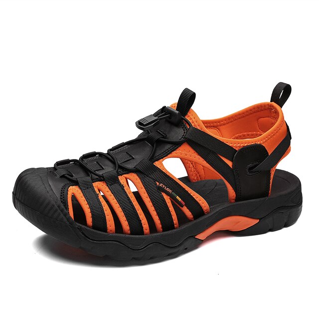 Levoire | Sandales De Randonnée Confortables Pour Hommes Noir Orange