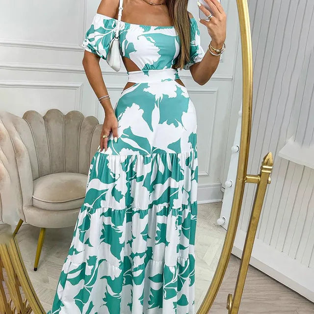 Levoire | Robe d'été longue élégante à coupe chic Cyan