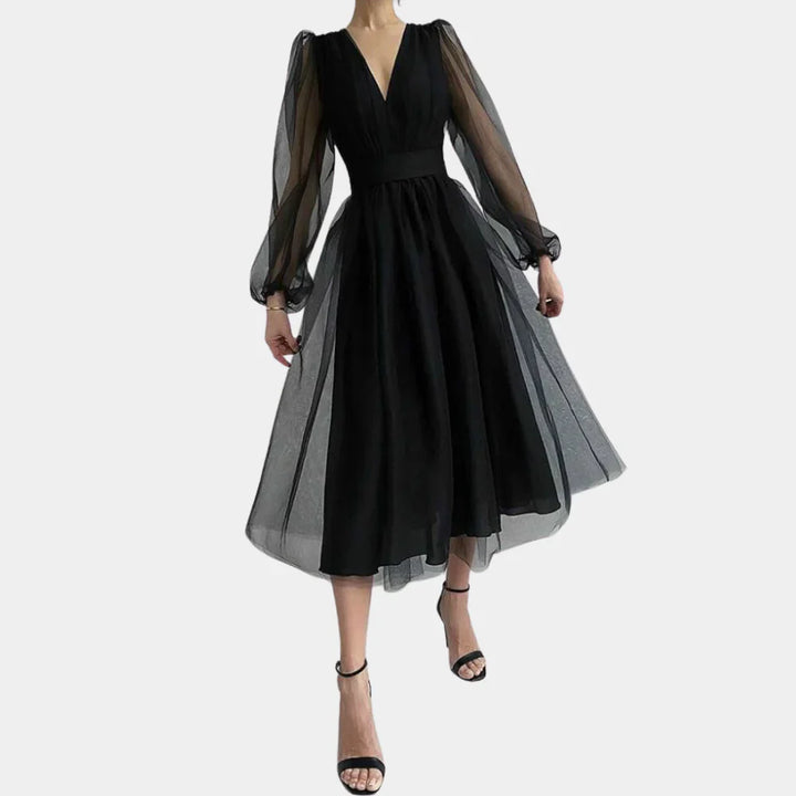 Levoire | Récolte De Vin Midi Robe Avec Des Détails Décoratifs Noir