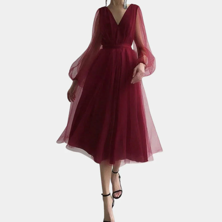 Levoire | Récolte De Vin Midi Robe Avec Des Détails Décoratifs Rot