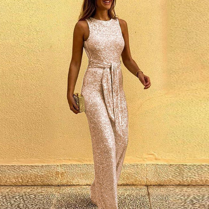 Levoire | Combinaison Jumpsuit Festif Glitzer Femme Jumpsuit Champagne Or