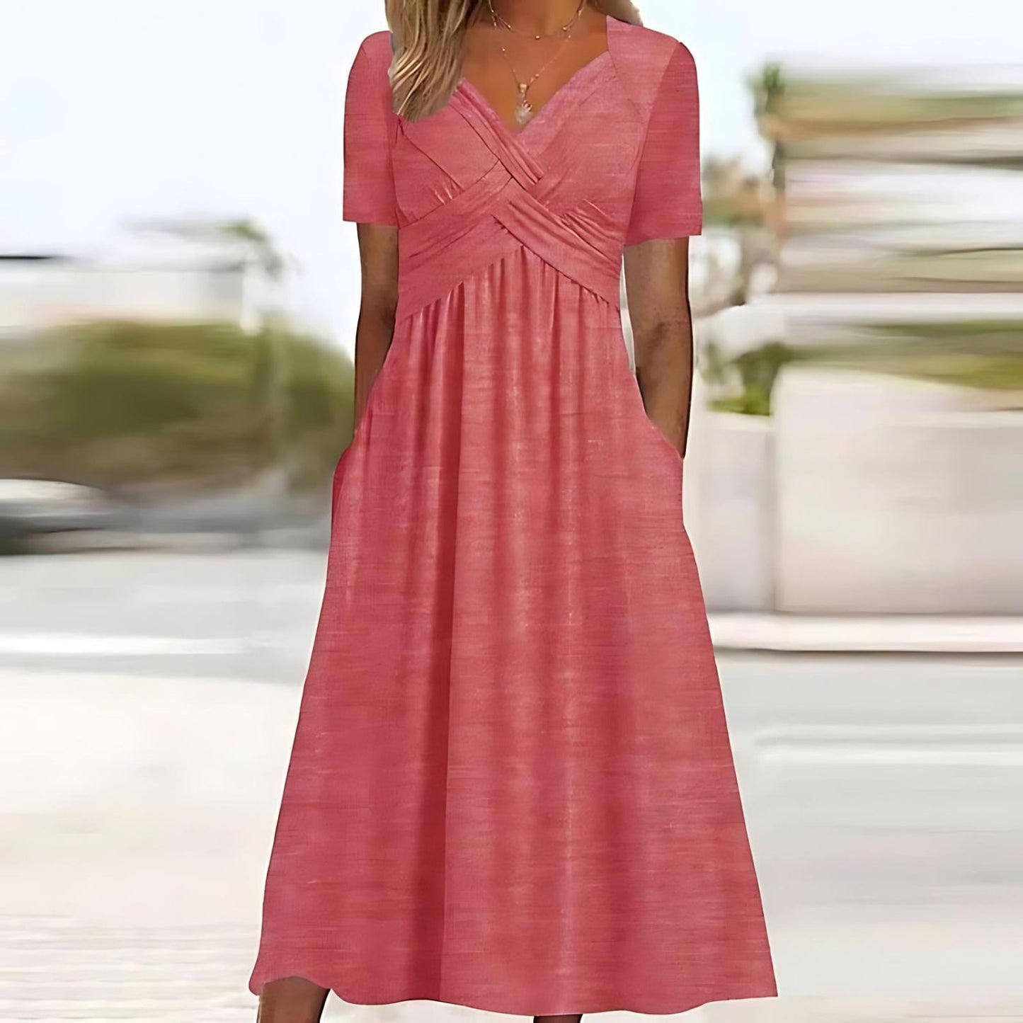 Levoire | Robe Midi À Décolleté En V Pour Femmes Rosa