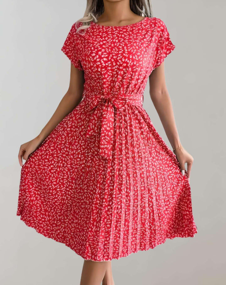Levoire | Robe Mini Avec Col Rond Et Manches Courtes Rot