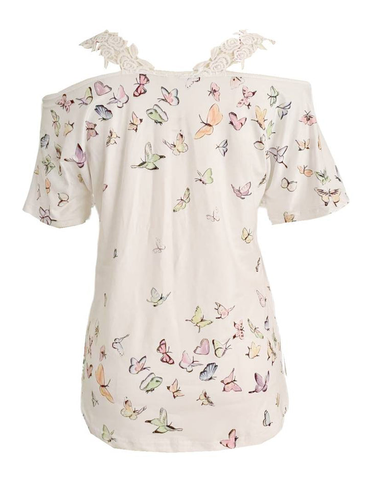 Levoire | T-Shirt À Col En V Et Imprimé De Papillon