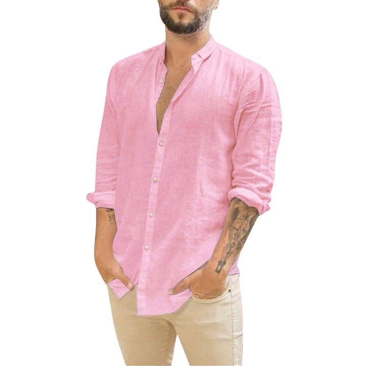 Levoire | Chemise En Lin Sans Col Pour Hommes