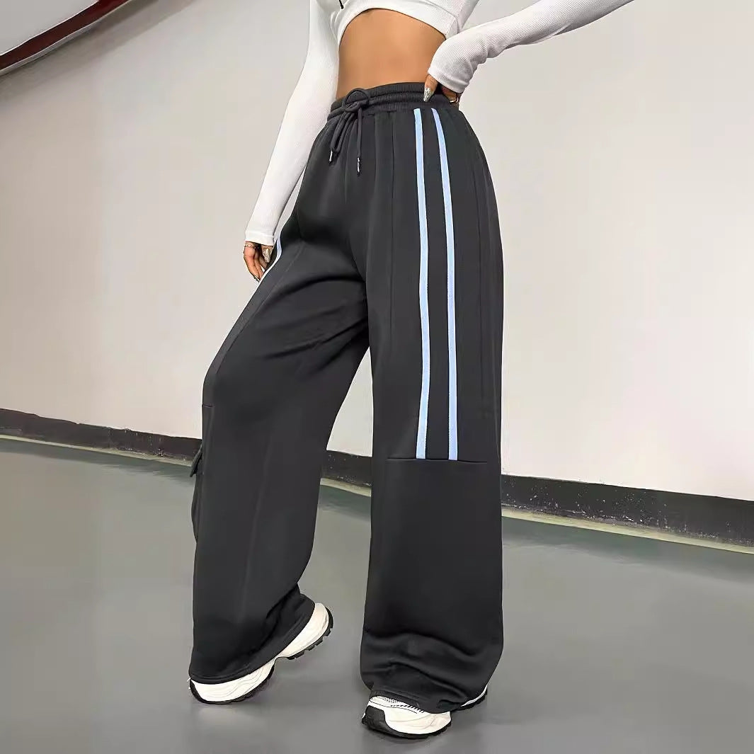 Pantalons de sport amples pour femmes au style streetwear urbain avec taille élastique et poches pratiques Levoire