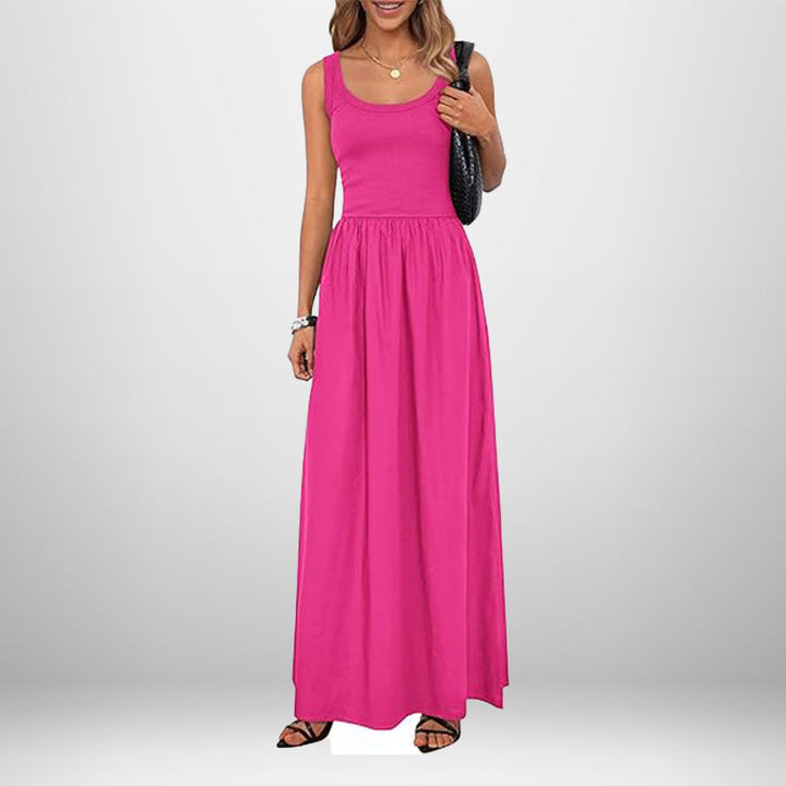 Robe maxi pour femmes en tissu coton doux et taille élastique coupe Levoire