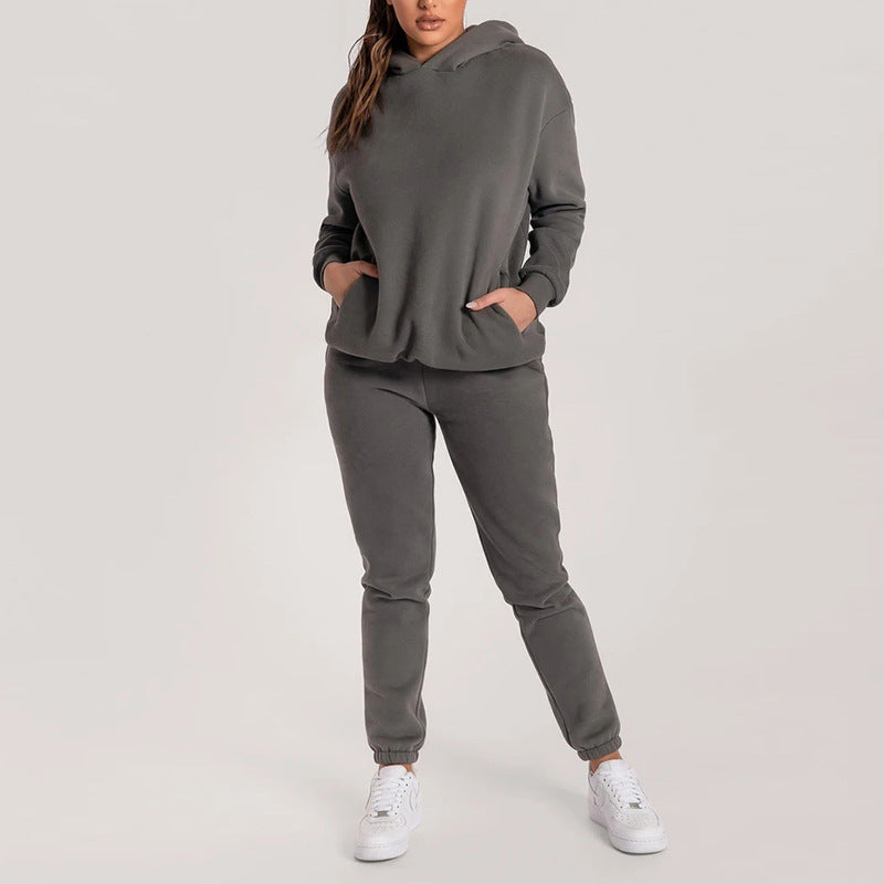 Ensemble de sweat à capuche décontracté pour femmes avec poches pratiques et taille élastique Levoire