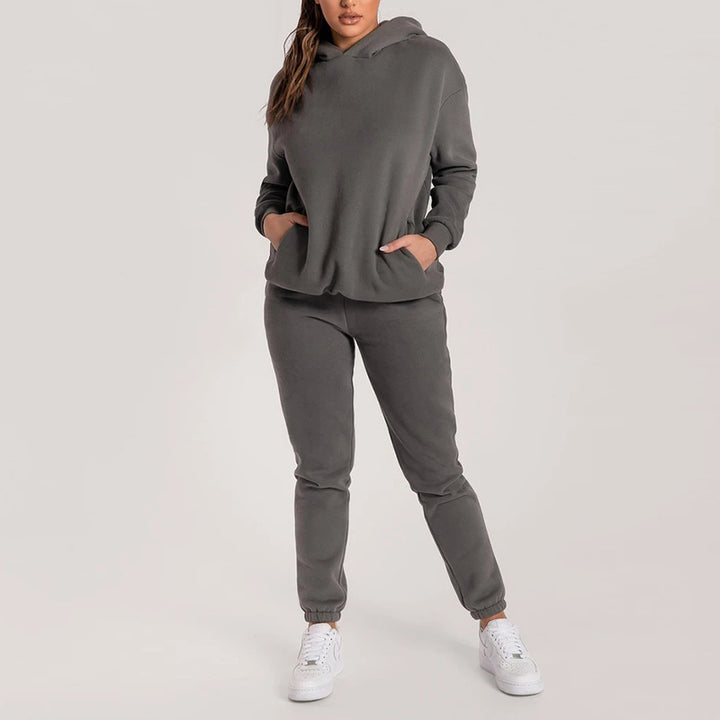Ensemble de sweat à capuche décontracté pour femmes avec poches pratiques et taille élastique Levoire