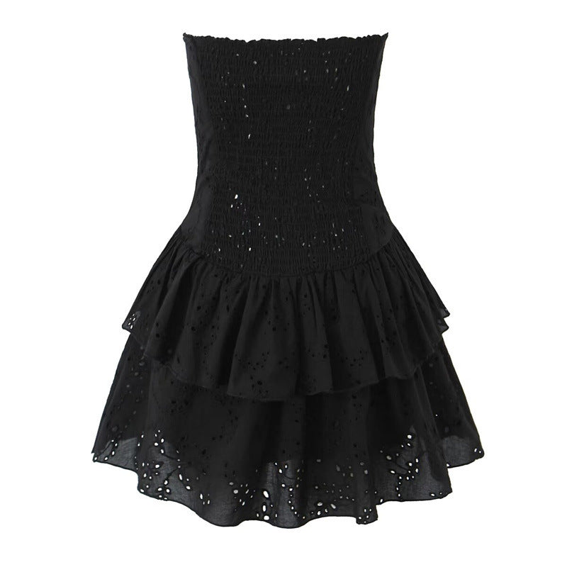 Levoire | Robe Minimale Sans Bretelles Étirée au Dos Brodée