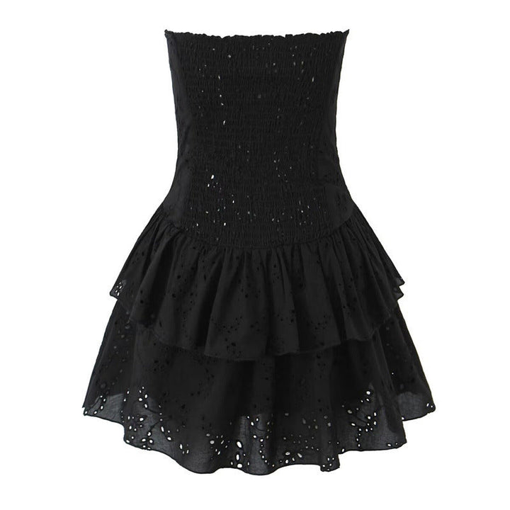 Levoire | Robe Minimale Sans Bretelles Étirée au Dos Brodée