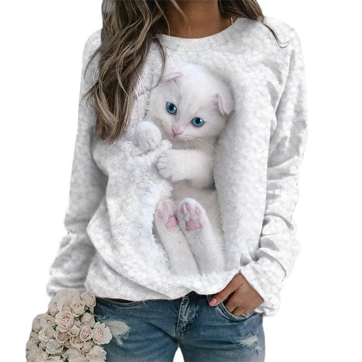 Sweatshirt pour femmes avec motif de chat mignon Levoire