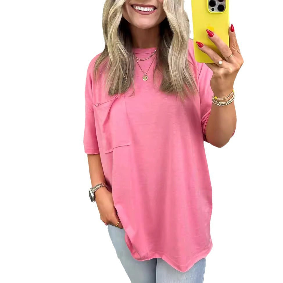 T-shirt ample décontracté pour femmes avec poche Levoire