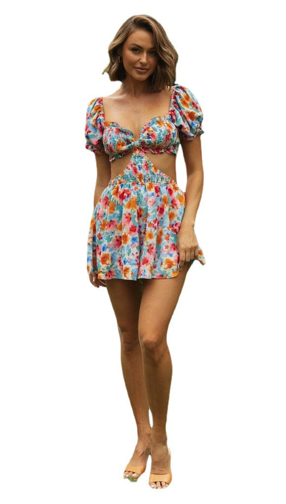 Ensemble d'été mini pour femmes avec manches bouffantes et détails découpés Levoire