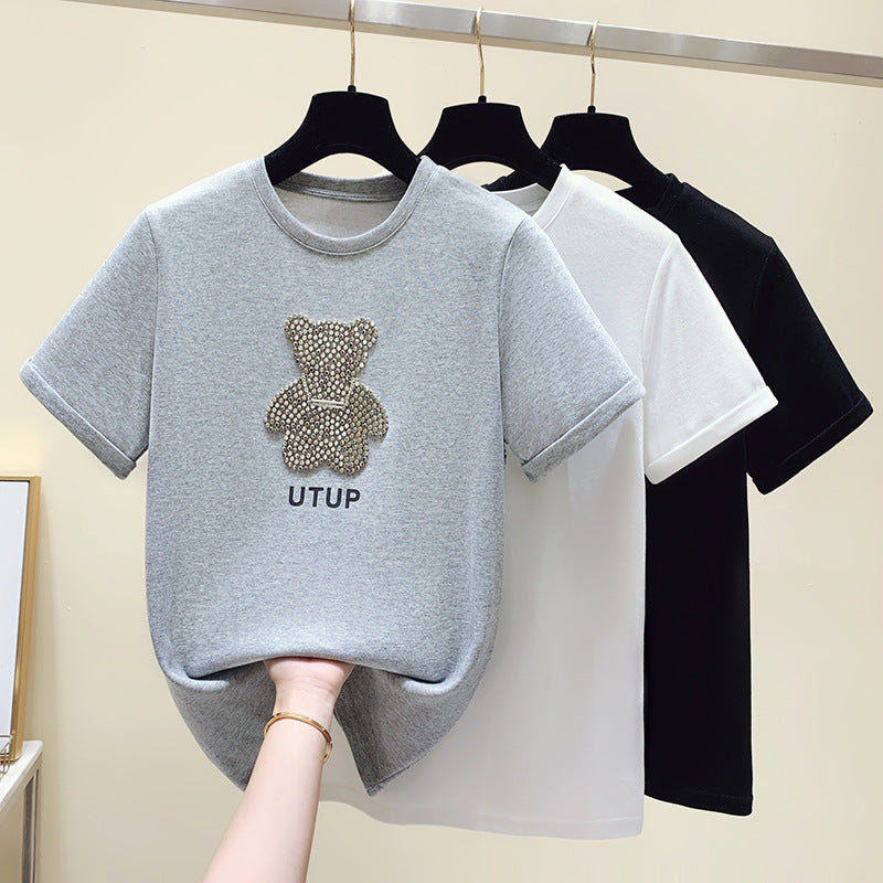 T-shirt femme avec motif d'ours scintillant et coupe décontractée Levoire