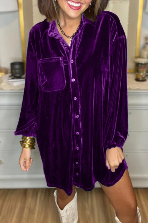Robe de plage pour femmes en velours doux avec des détails de bouton pratiques Levoire