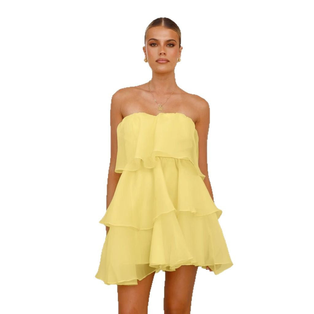 Robe à volants pour femmes en chiffon léger Levoire