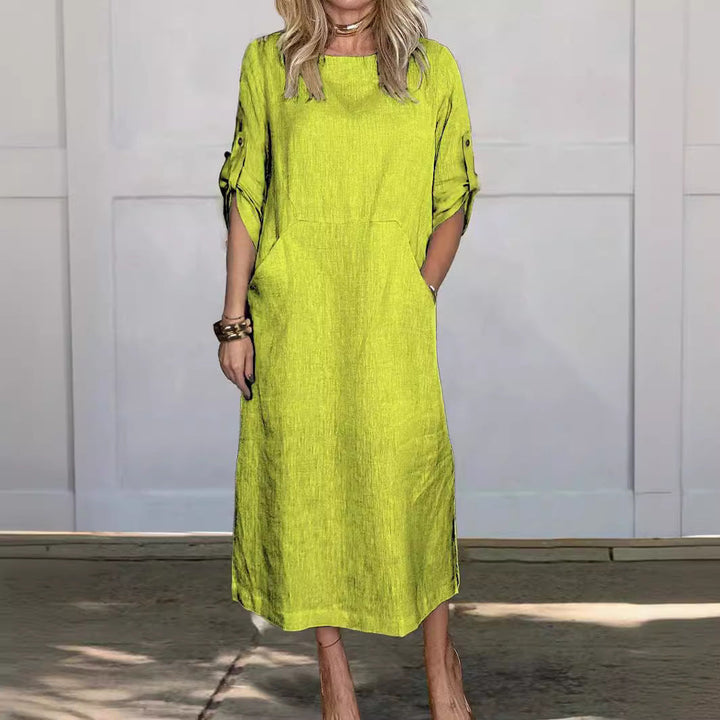 Levoire | Robe Longue Décontractée Minimaliste Jaune-vert