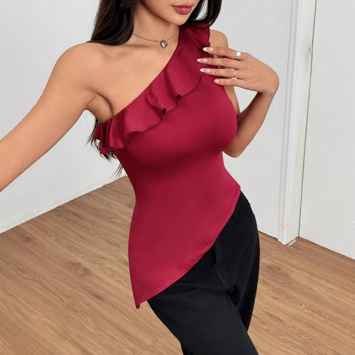 Haut asymétrique pour femmes avec des détails en volants Levoire