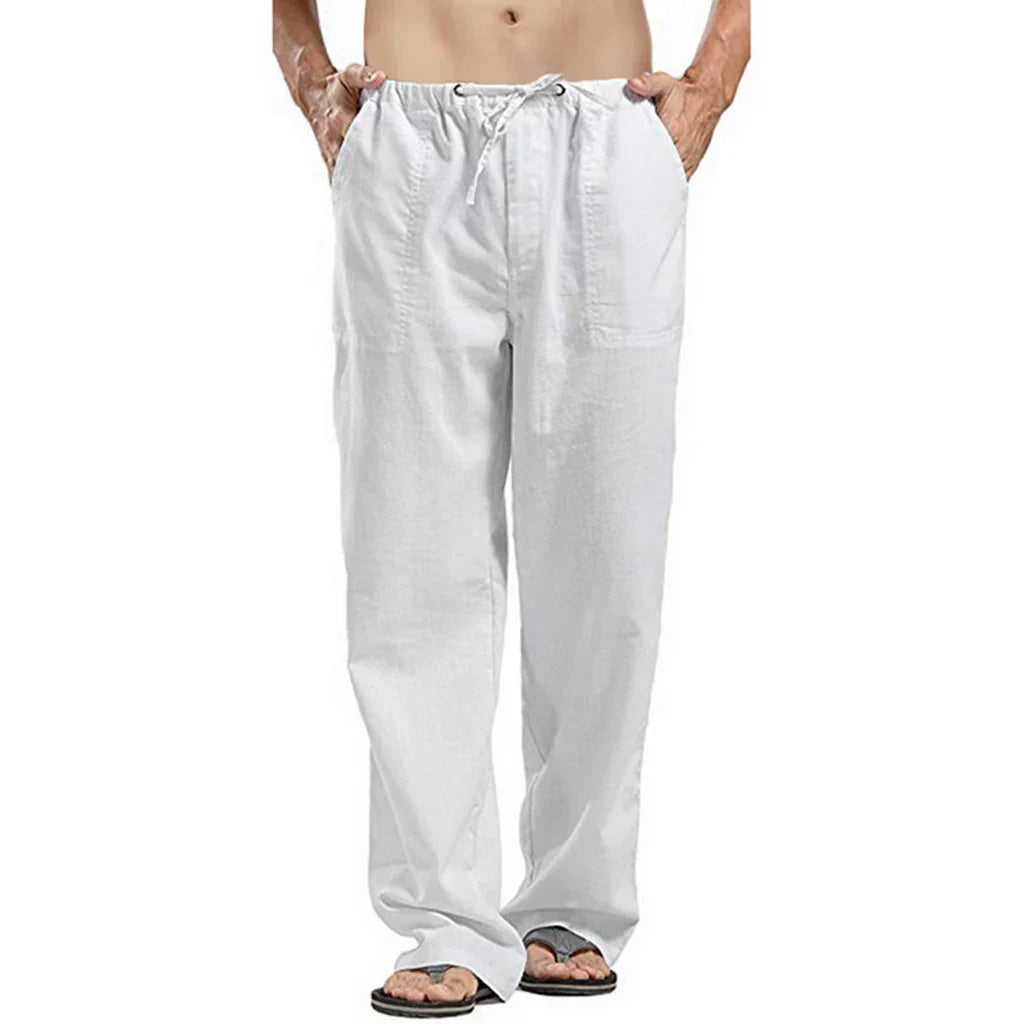 Levoire | Pantalon En Lin Avec Cordon De Serrage Blanc