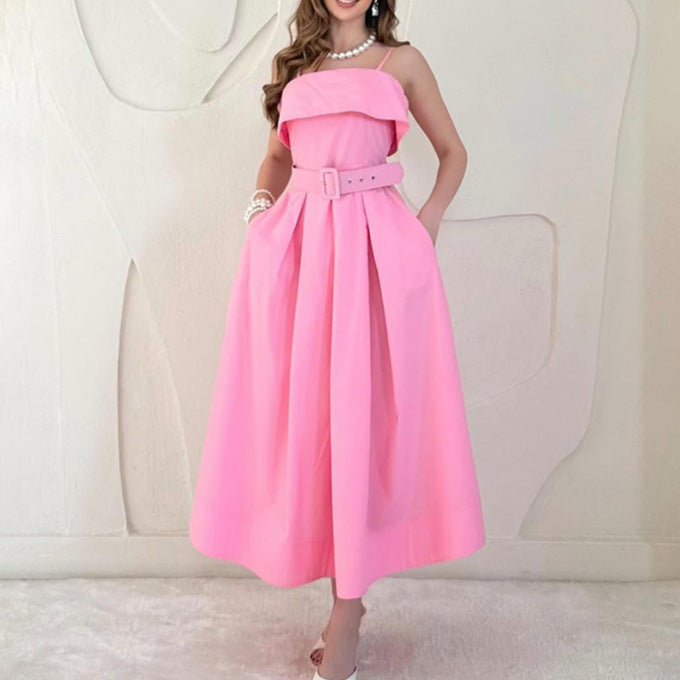Robe maxi pour femme avec bretelles et ceinture cintrée Levoire
