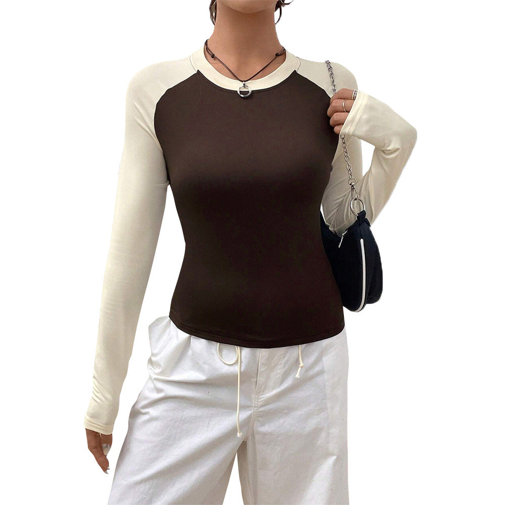 Chemisier à manches longues pour femmes avec un design raglan à la mode et une coupe ajustée Levoire