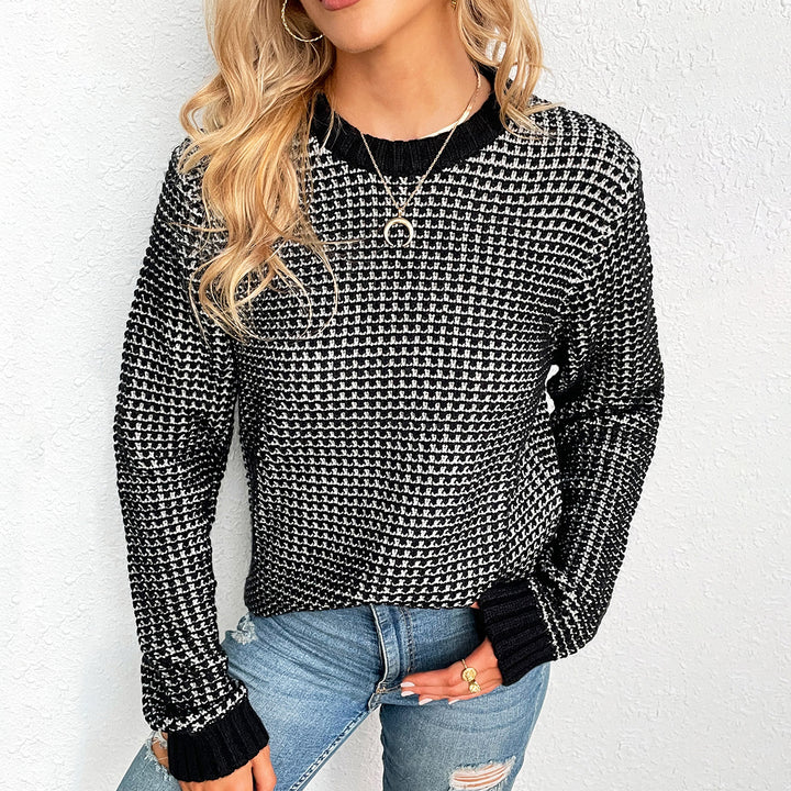 Pull en tricot pour femmes avec un motif moderne en diamant et des manches en forme de chauve-souris Levoire