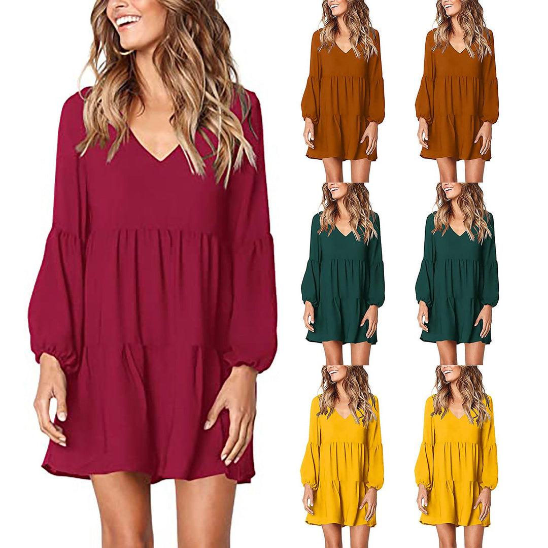 Levoire | Robe Longue à Manches Longues avec Décolleté en V Élégante