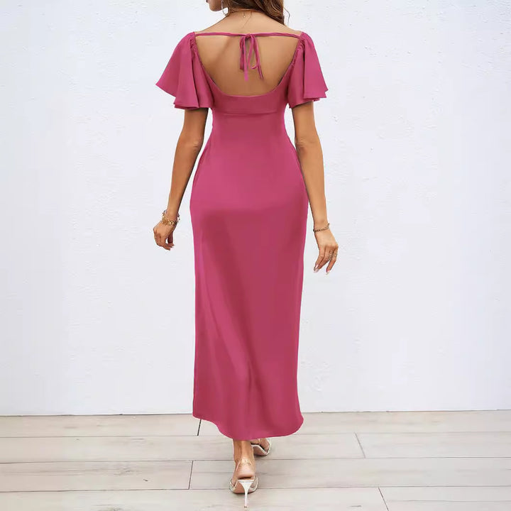 Vêtements maxi pour femmes avec design décoletté, détail de nœud élégant et tissu fluide Levoire