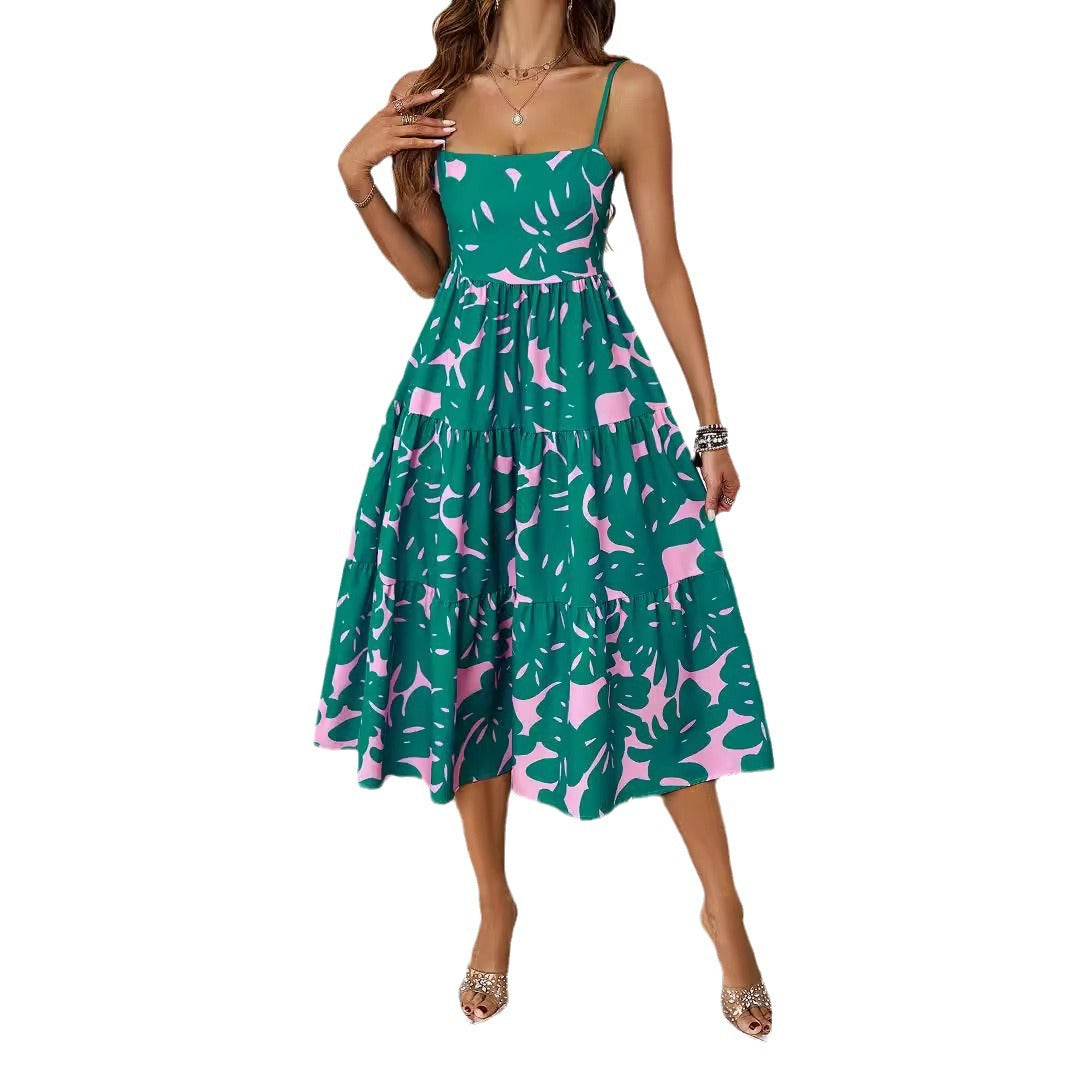Robe midi pour femme avec des motifs floraux et une jupe volumineuse Levoire