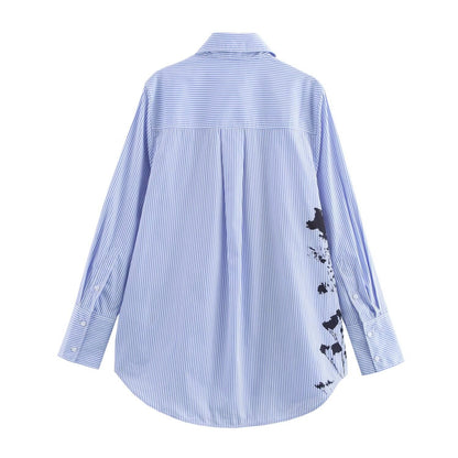 Levoire | Élégant Haut à Manches Longues Rayé Imprimé Floral