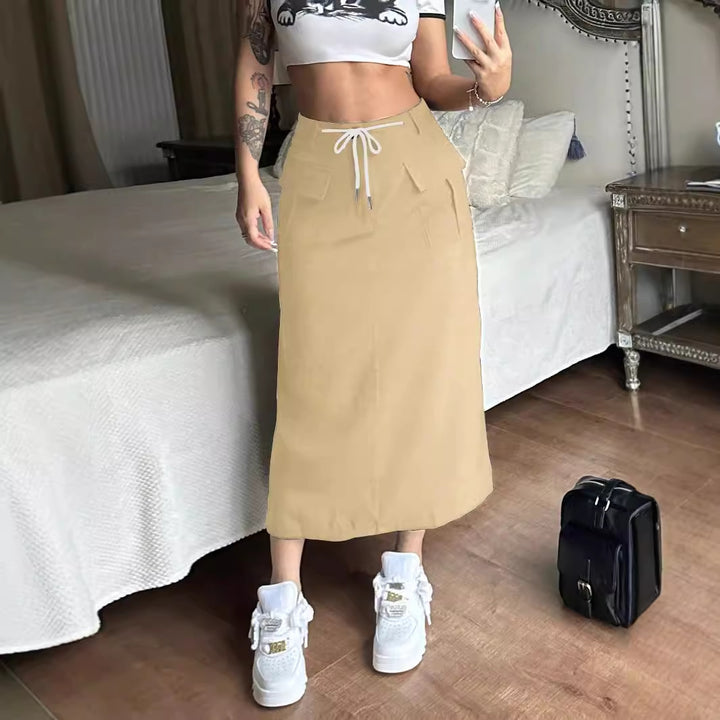 Jupe haute taille élégante pour femme avec poches pratiques et cordon de serrage réglable Levoire